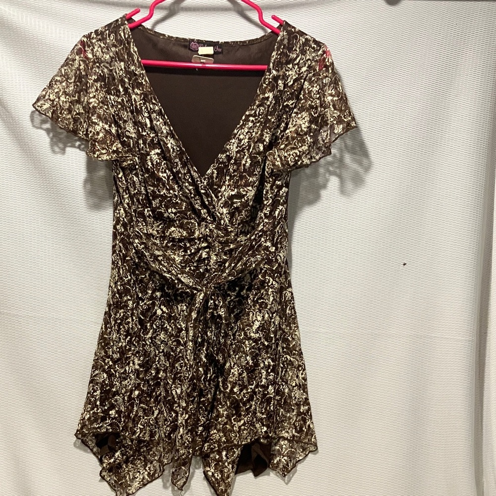 Brown Patterned Mini Dress